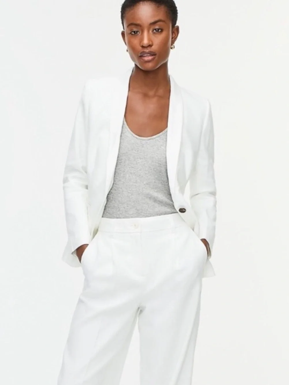 J. Crew Parke Stretch Linen Blend Blazer in White Size 2